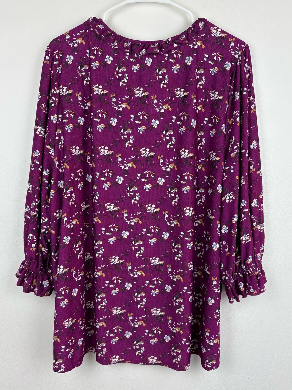 MELLODAY Anthropologie Plum Floral V-Neck Tunic 2X EUC Boho Romantic Feminine - Picture 4 of 8